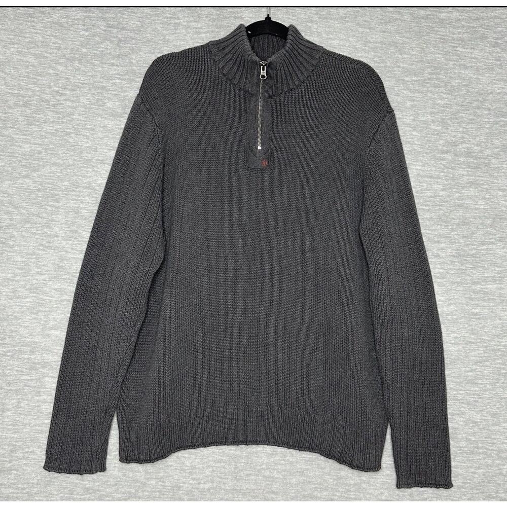 Vintage Polo Ralph Lauren Mens XL Pullover Sweater Gray 1/4 Zip Mock Neck